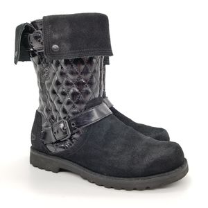 UGG Corri Quilted Patent Mid Calf Boots Girls Sz 3